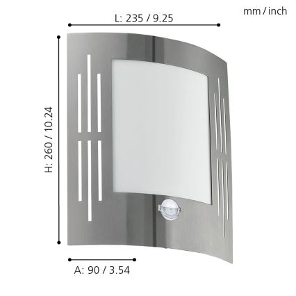 EGLO - Lauko sieninis šviestuvas su jutikliu 1xE27/15W/230V IP44