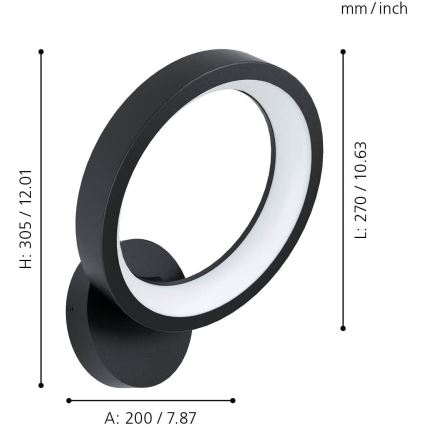 Eglo - LED RGBW Reguliuojamas sieninis šviestuvas LED/16W/230V ZigBee