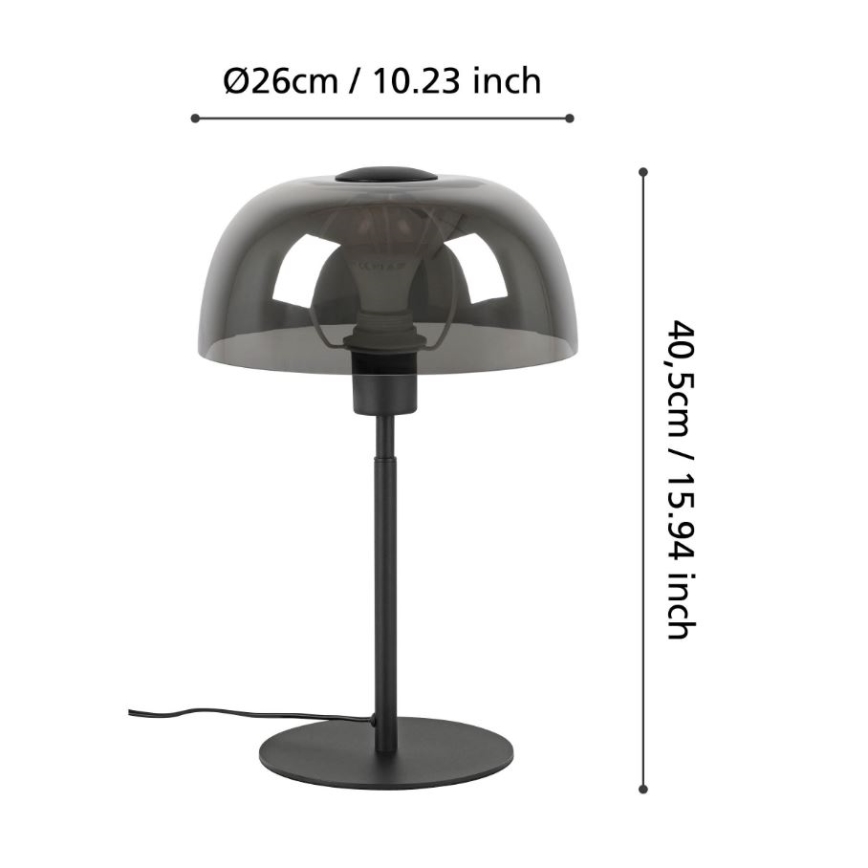 Eglo - Stalinė lempa 1xE27/40W/230V juoda/pilka
