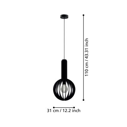 Eglo - Pakabinamas sietynas 1xE27/40W/230V d. 31 cm juodas
