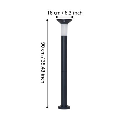 Eglo - LED Lauko saulės energijos lempa su jutikliu 6xLED/0,03W/3,7V 1500 mAh IP44