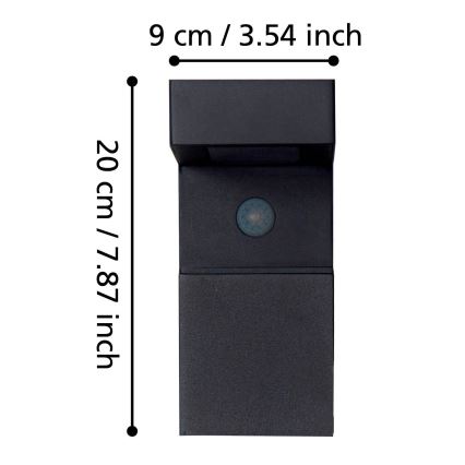 Eglo - LED Lauko saulės šviestuvas su jutikliu 18xLED/0,2W/3,7V 2200 mAh IP44