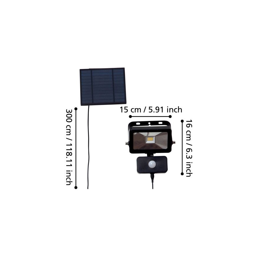Eglo - LED Saulės energijos prožektorius su jutiklliu 15xLED/0,03W/3,7V 2600 mAh IP44