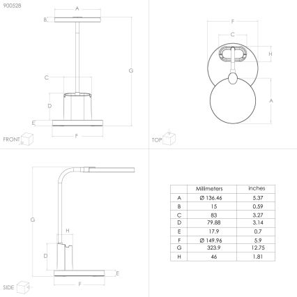 Eglo - LED Reguliuojama stalinė lempa LED/2,1W/5V 1500 mAh juoda