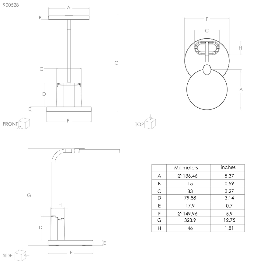 Eglo - LED Reguliuojama stalinė lempa LED/2,1W/5V 1500 mAh juoda