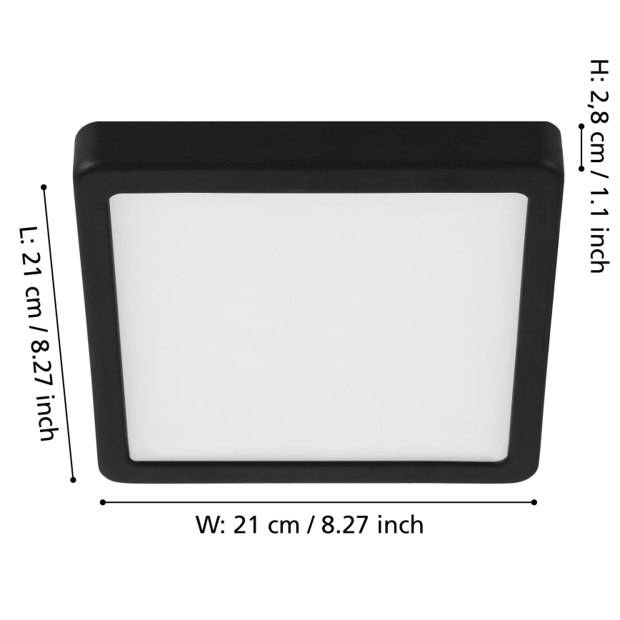 Eglo - LED dimeriuojamas lubinis šviestuvas LED/17W/230V juodas 21x21 cm