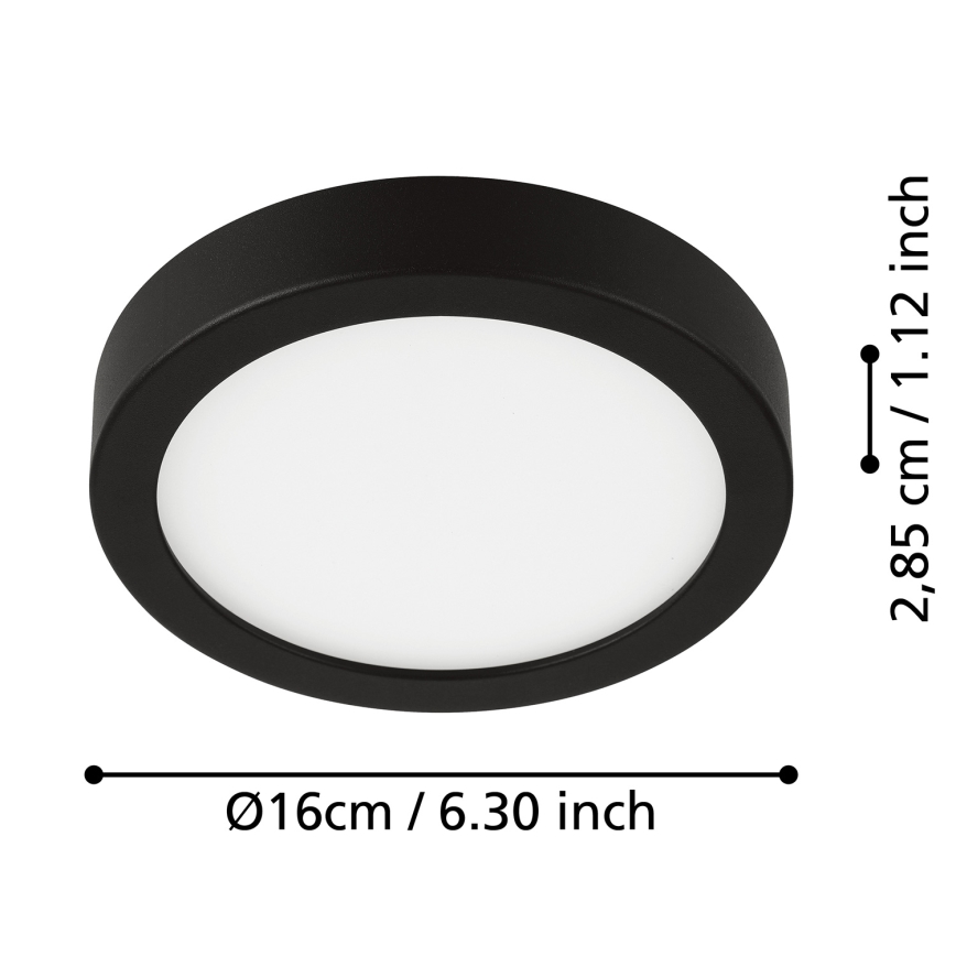 Eglo - LED vonios lubinis šviestuvas, 11 W, 230 V, IP44, juodas, Ø 16 cm