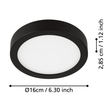 Eglo - LED Vonios lubų šviestuvas LED/11W/230V IP44 juodas