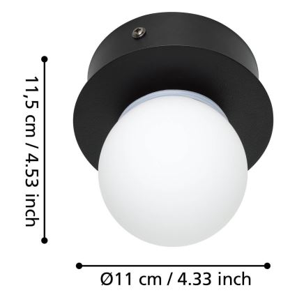 Eglo - LED lubinis vonios šviestuvas LED/3,3W/230V IP44 juoda