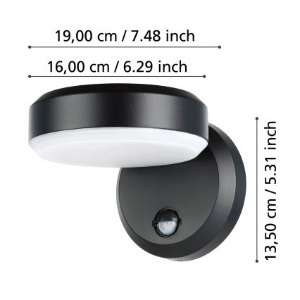 Eglo - LED Lauko sieninis šviestuvas su jutikliu LED/10,8/230V IP44