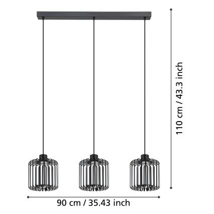 Eglo - LED RGBW Reguliuojamas pakabinamas sietynas 3xLED/3,7W/230V 2700-6500K
