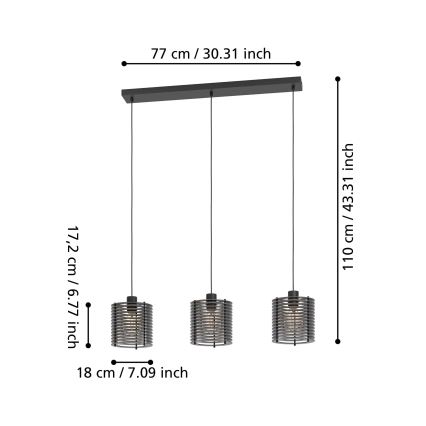 Eglo - Pakabinamas sietynas 3xE27/40W/230V