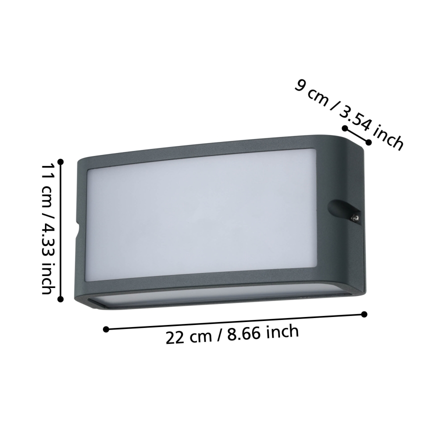 Eglo - LED sieninis lauko šviestuvas LED/10,5W/230V antracitas IP54