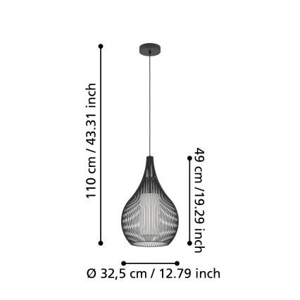 Eglo - Pakabinamas sietynas 1xE27/40W/230V juoda