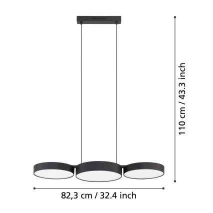 Eglo - LED RGBW Reguliuojamas pakabinamas sietynas 3xLED/7,5W/230V 2700-6500K juoda