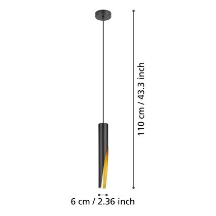 Eglo - LED Pakabinamas sietynas 1xGU10/4,5W/230V juoda/auksas