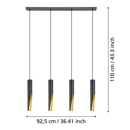 Eglo - LED Pakabinamas sietynas 4xGU10/4,5W/230V juoda/auksas