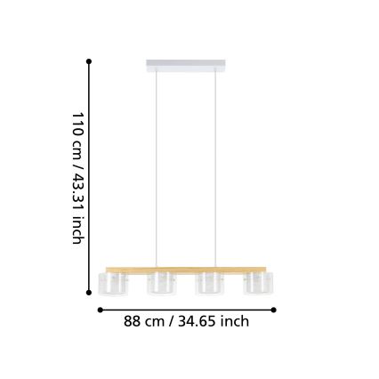 Eglo - LED RGBW Reguliuojamas pakabinamas sietynas 4xLED/3,7W/230V 2700-6500K