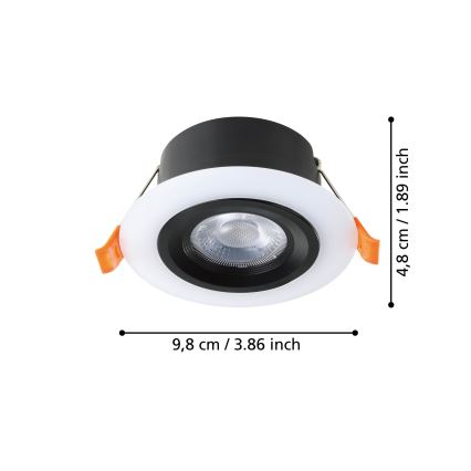 Eglo - LED įleidžiamas lubinis šviestuvas LED/4,8W/230V juoda