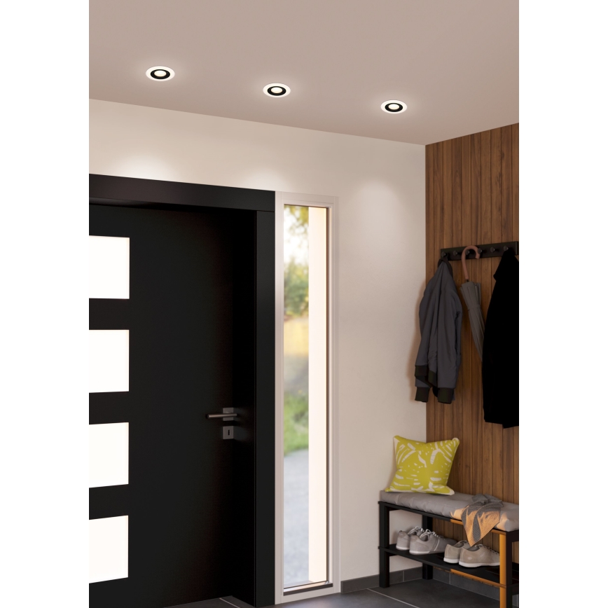 Eglo - KOMPLEKTAS 3x LED įleidžiamas lubinis šviestuvas 3xLED/4,8W/230V juoda