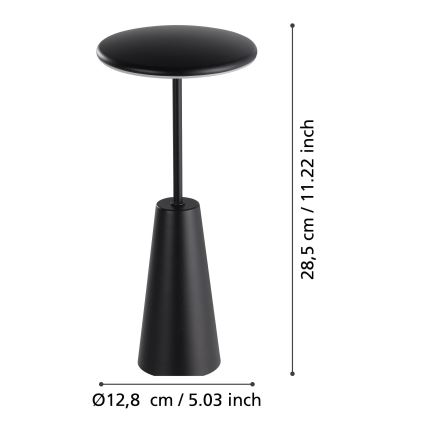 Eglo - LED Pritemdomas jutiklinis lauko šviestuvas LED/2,8W/5V 2400K/3000K/4000K 5200 mAh IP54 juoda