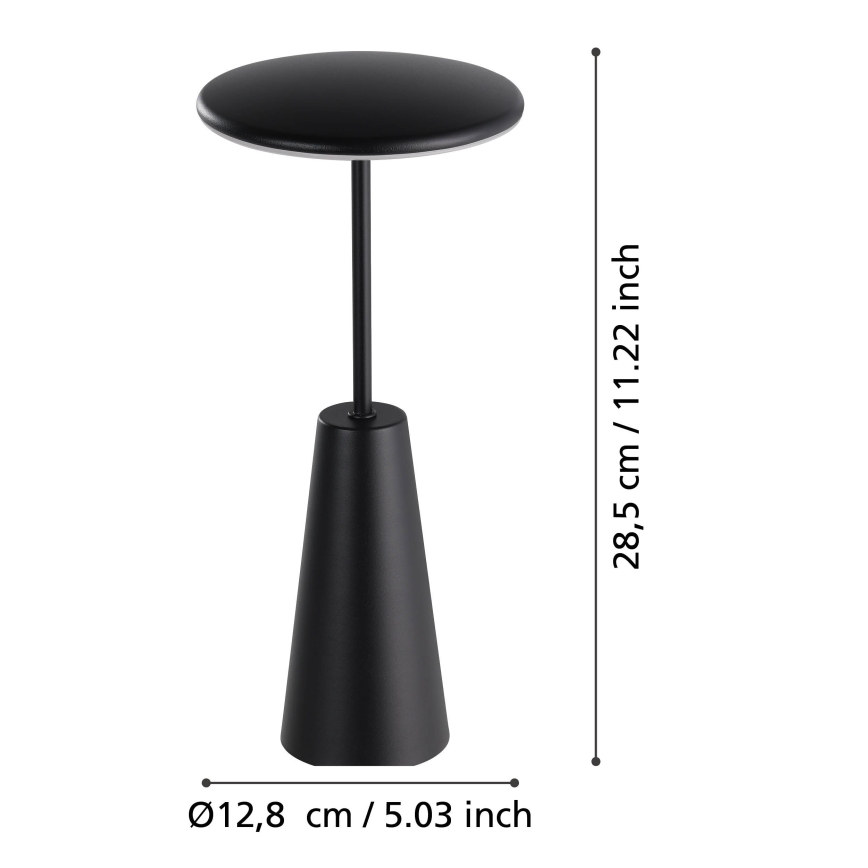 Eglo - LED Pritemdomas jutiklinis lauko šviestuvas LED/2,8W/5V 2400K/3000K/4000K 5200 mAh IP54 juoda
