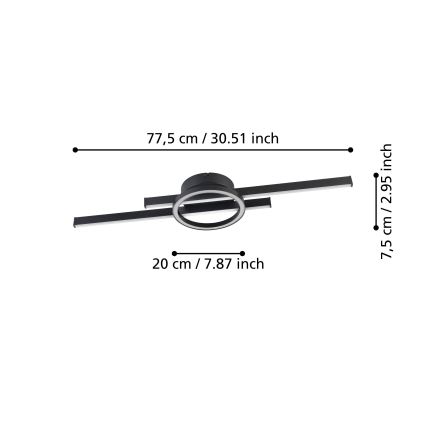 Eglo - LED RGBW Reguliuojamas lubinis šviestuvas LED/23,5W/230V 2700-6500K juoda + nuotolinio valdymo pultas