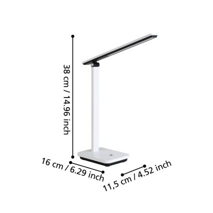 Eglo - LED Pritemdomas įkraunamas stalinis šviestuvas LED/3,6W/5V 1800mAh balta