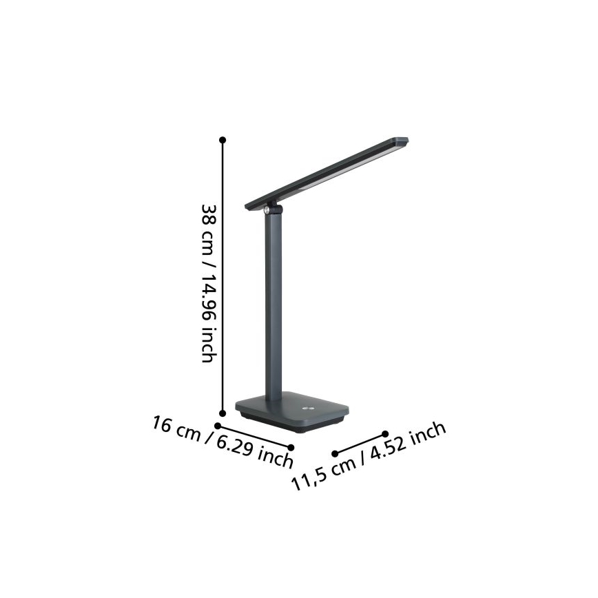 Eglo - LED Pritemdomas įkraunamas stalinis šviestuvas LED/3,6W/5V 1800mAh pilka