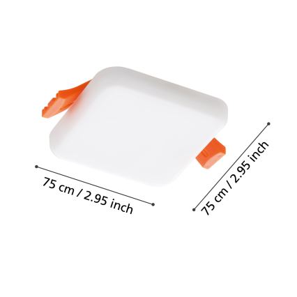 Eglo - LED įleidžiamas lubinis vonios šviestuvas LED/4,5W/230V 7,5x7,5 cm IP65