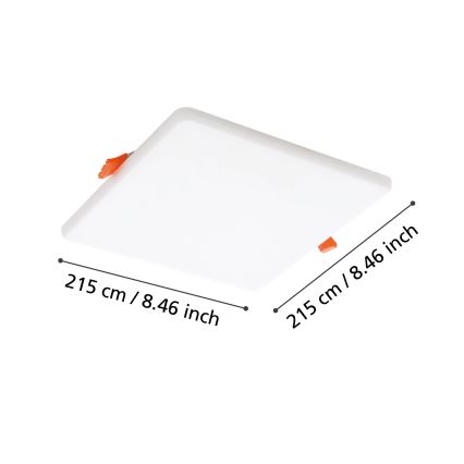 Eglo - LED įleidžiamas lubinis vonios šviestuvas LED/18W/230V 21,5x21,5 cm IP65