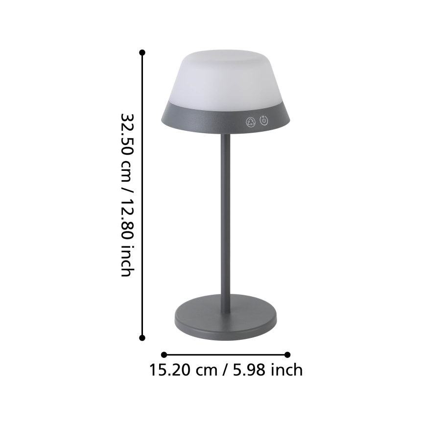 Eglo - LED RGBW Pritemdomas jutiklinis lauko šviestuvas 2in1 LED/1,5W/5V 2600 mAh IP54 pilka