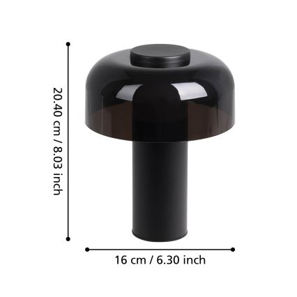 Eglo - LED Pritemdomas jutiklinis lauko šviestuvas LED/2,25W/5V 2400-4000K 5200 mAh IP44 juoda