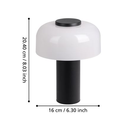 Eglo - LED Pritemdomas jutiklinis lauko šviestuvas LED/2,25W/5V 2400-4000K 5200 mAh IP44 juoda/balta