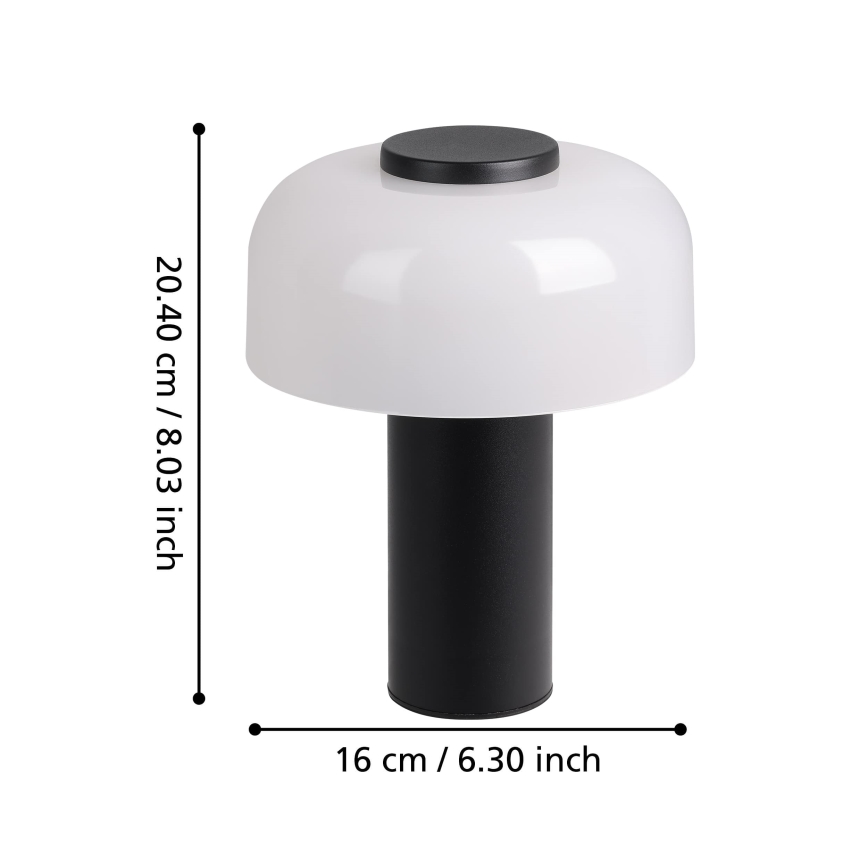 Eglo - LED Pritemdomas jutiklinis lauko šviestuvas LED/2,25W/5V 2400-4000K 5200 mAh IP44 juoda/balta