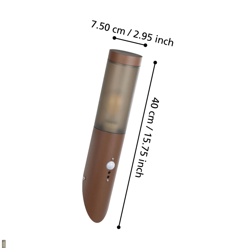 Eglo - Lauko sieninis šviestuvas su jutikliu 1xE27/15W/230V IP44