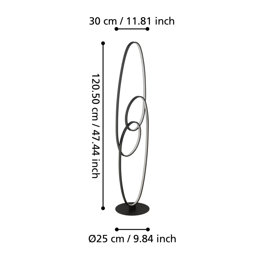 Eglo - LED toršeras LED/38W/230V 3000K juoda