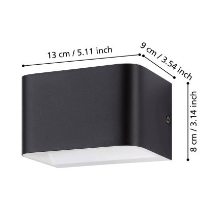Eglo - LED sieninis šviestuvas LED/6W/230V 3000K juoda