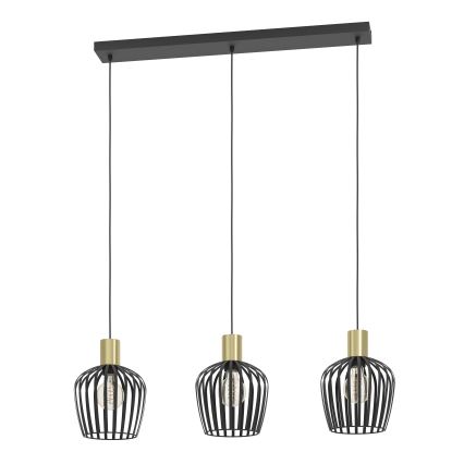 Eglo - Pakabinamas sietynas 3xE27/40W/230V juoda/auksas