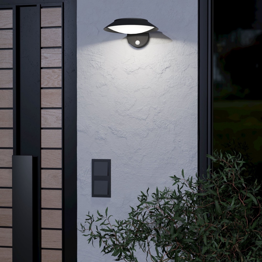 Eglo - LED sieninis šviestuvas su jutikliu, įkraunamas saulės energija LED/7W/3,7V IP44