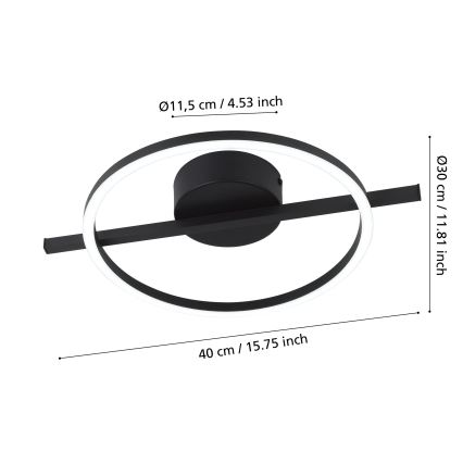 Eglo - LED RGBW Reguliuojamas lubinis šviestuvas LED/17W/230V 2700-6500K juoda + nuotolinio valdymo pultas