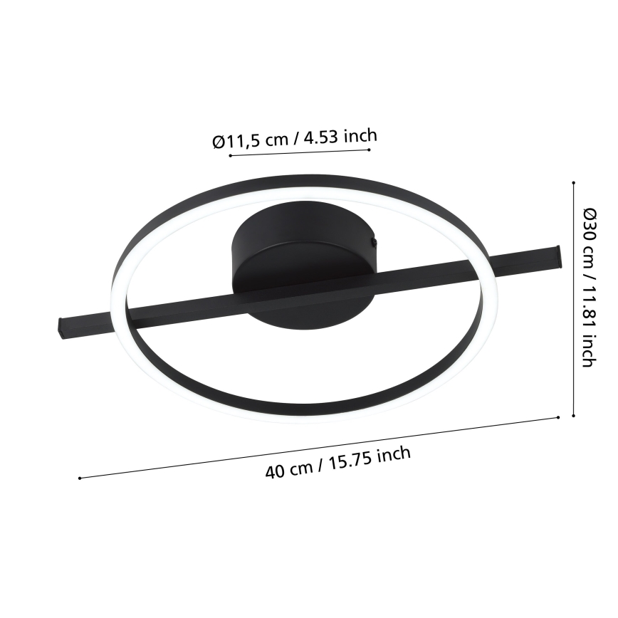 Eglo - LED RGBW Reguliuojamas lubinis šviestuvas LED/17W/230V 2700-6500K juoda + nuotolinio valdymo pultas