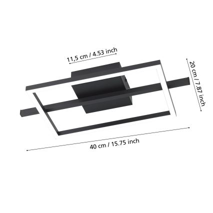 Eglo - LED RGBW Reguliuojamas lubinis šviestuvas LED/17W/230V 2700-6500K juoda + nuotolinio valdymo pultas