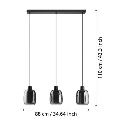 Eglo - LED RGBW Reguliuojamas pakabinamas sietynas 3xLED/3,7W/230V 2700-6500K pilka