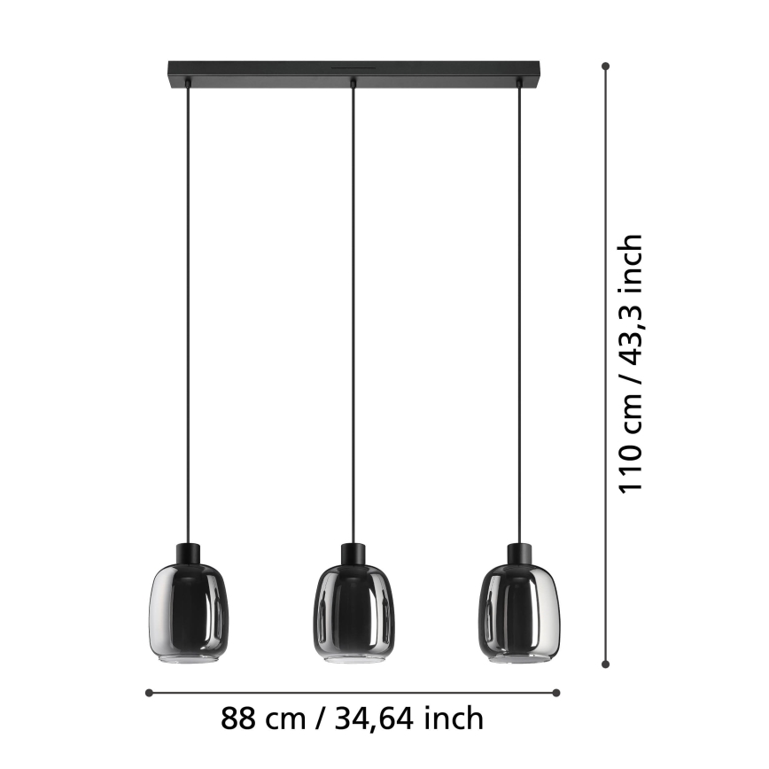Eglo - LED RGBW Reguliuojamas pakabinamas sietynas 3xLED/3,7W/230V 2700-6500K pilka