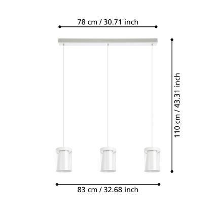 Eglo - LED RGBW Reguliuojamas pakabinamas sietynas 3xLED/3,7W/230V 2700-6500K balta ZigBee