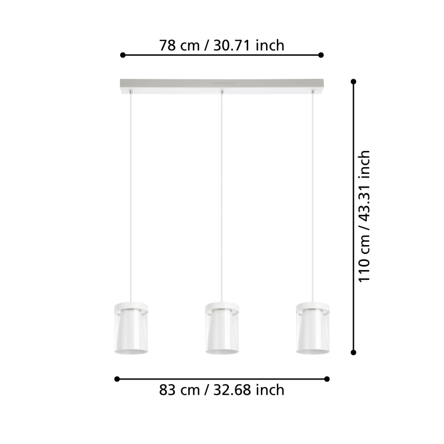 Eglo - LED RGBW Reguliuojamas pakabinamas sietynas 3xLED/3,7W/230V 2700-6500K balta ZigBee