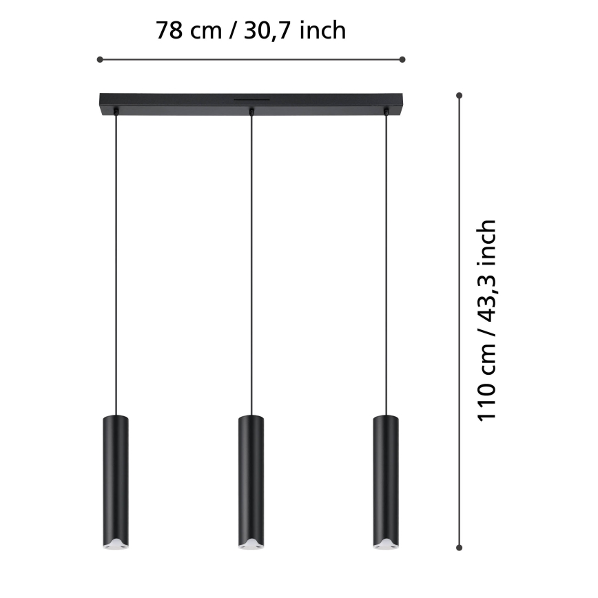 Eglo - LED RGBW Reguliuojamas pakabinamas sietynas 3xLED/3,7W/230V 2700-6500K juoda