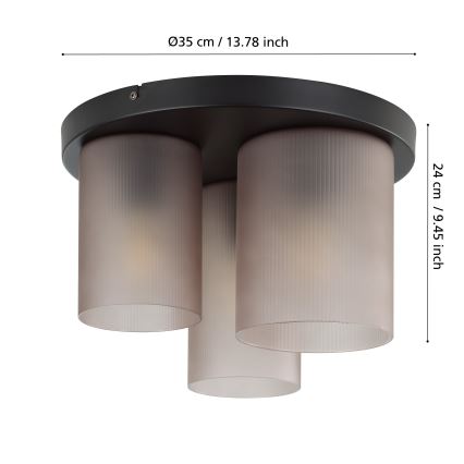 Eglo - Lubinis šviestuvas 3xE27/40W/230V pilka