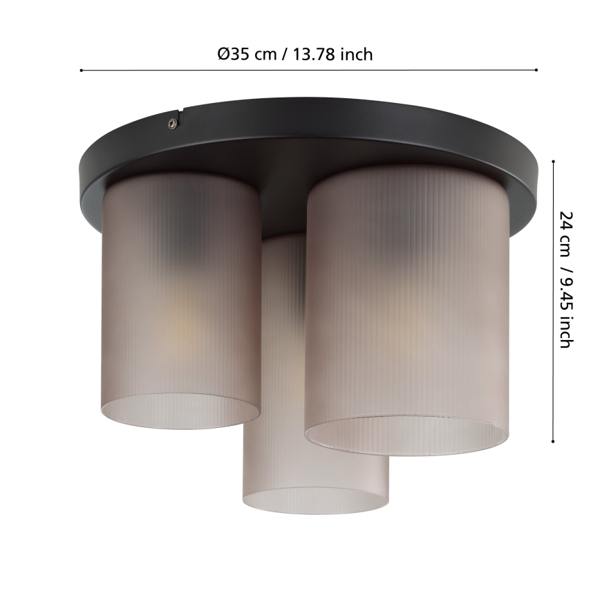 Eglo - Lubinis šviestuvas 3xE27/40W/230V pilka